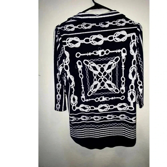 Joseph Ribkoff Rope & Chain Link Navy Blue Womans Blouse - Picture 3 of 6